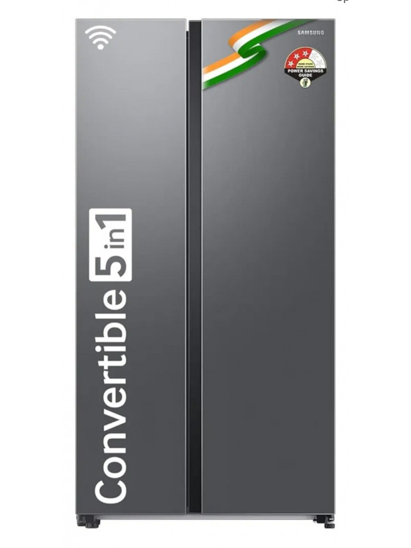 Refrigerator: Samsung 653 L, 3 Star, Frost Free Convertible 5-in-1 Digital Inverter, Side By Side WiFi Embedded Refrigerator (RS76CG8003S9HL, Silver, Refined Inox, 2023 Model)